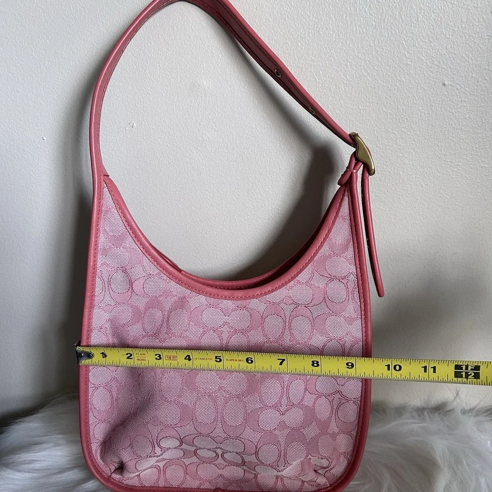 Coach Ergo Pink‎ Signature Jacquard Leather Shoulder Bag C2588 Good